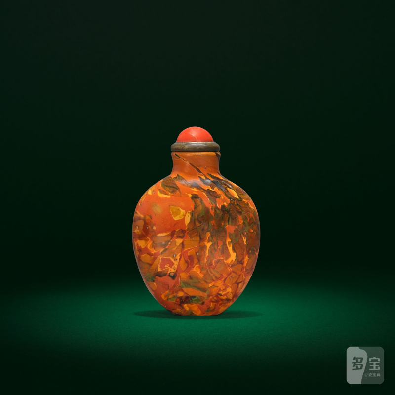 十八世紀 仿雄黃玻璃鼻煙壺 | A GLASS 'REALGAR' SNUFF BOTTLE - 图2